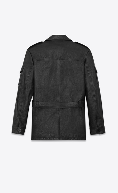 Safari jacket in vintage satin-finish leather